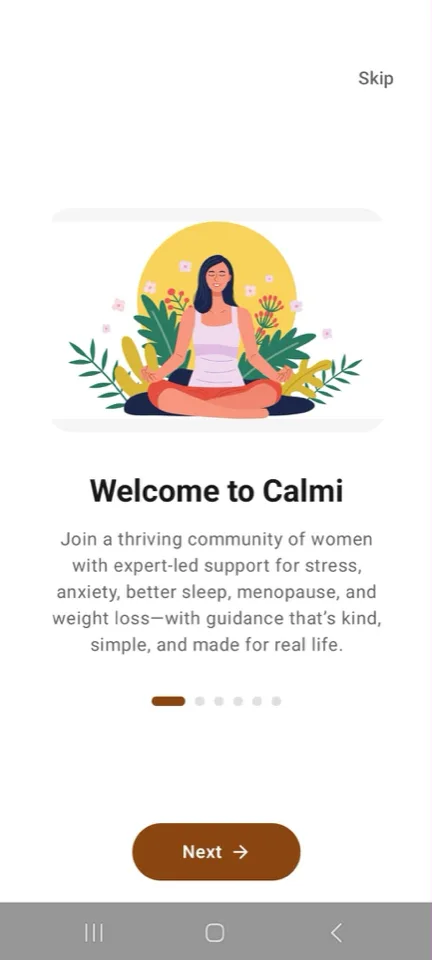 Onboarding : bienvenue sur Calmi, communauté de femmes accompagnées par des expertes