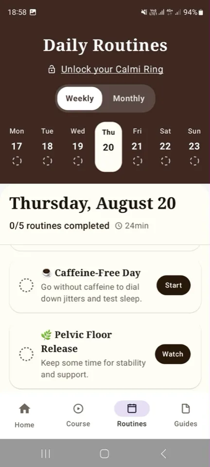 Routines quotidiennes : calendrier hebdomadaire et habitudes bien-être à cocher