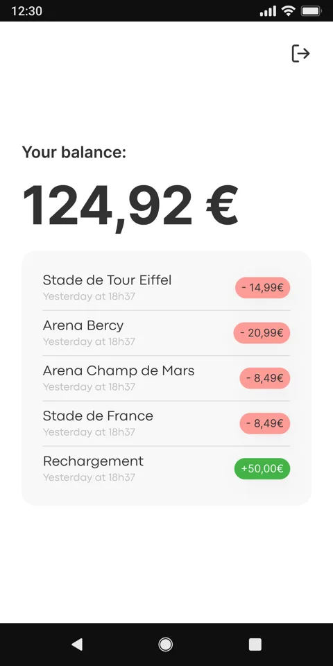 Solde de la carte et historique des transactions dans les enceintes olympiques
