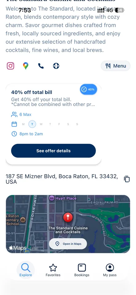 Détail de l’offre : −40 % sur l’addition, conditions, horaires et localisation du restaurant